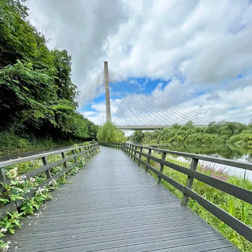 wooden bridge by the boyne river